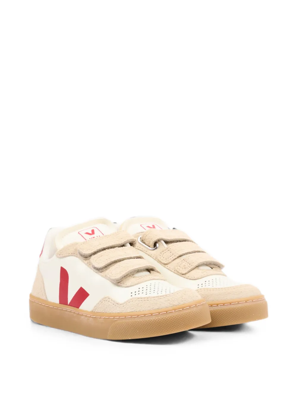 VEJA Kids touch-strap leather sneakers Beige