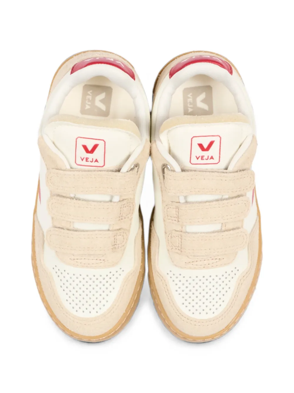 VEJA Kids touch-strap leather sneakers Beige