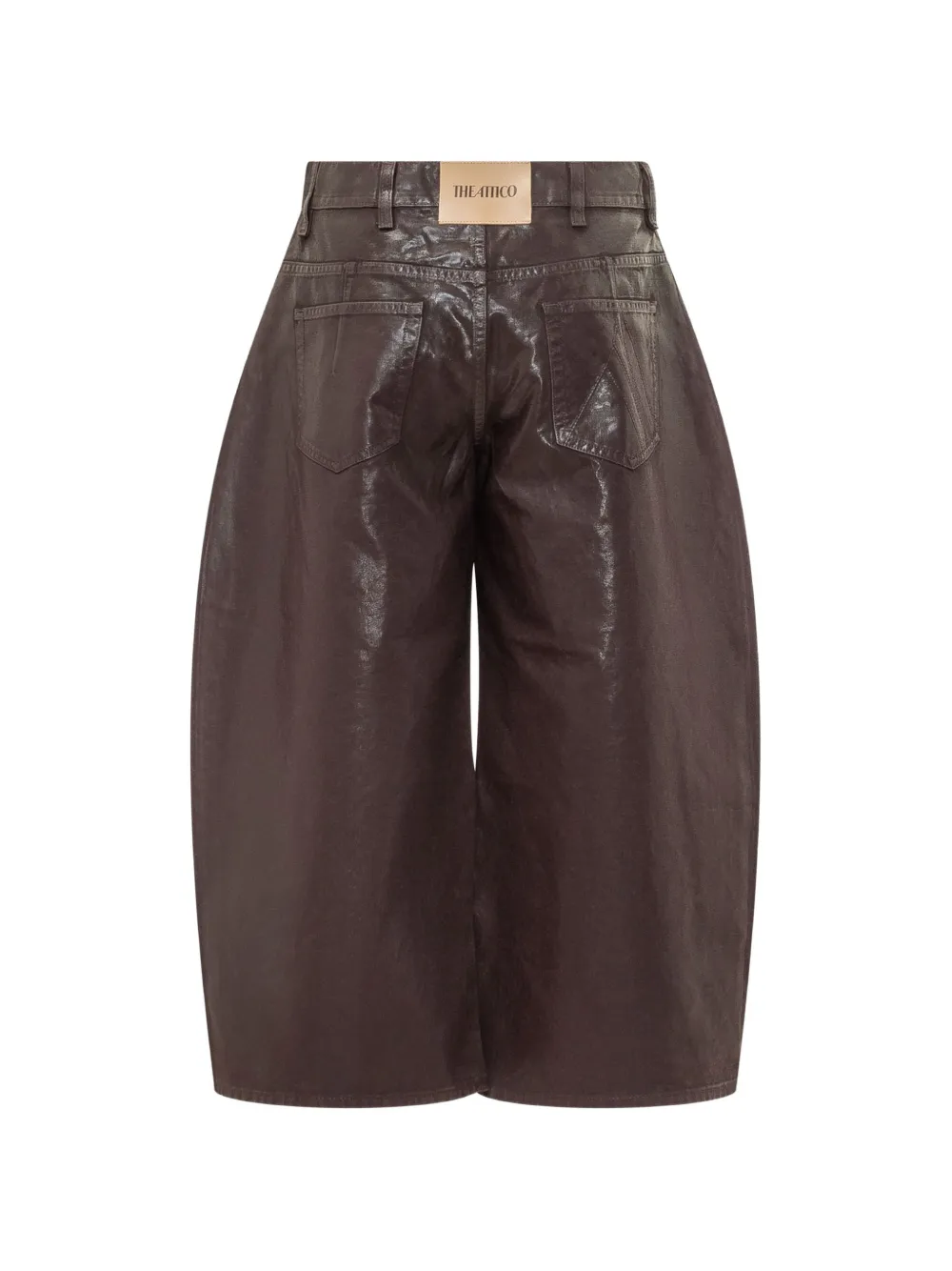 The Attico Plum glossy-finish wide-leg jeans Paars