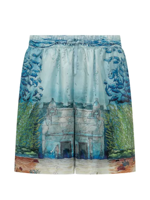 Casablanca Trompe L'oeil silk shorts