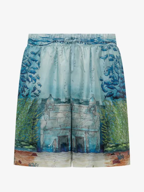 Casablanca Trompe L'oeil silk shorts