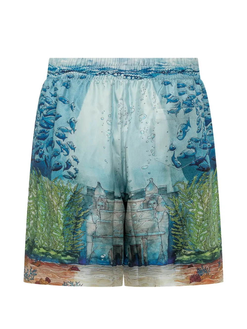 Casablanca Trompe L'oeil zijden shorts Blauw