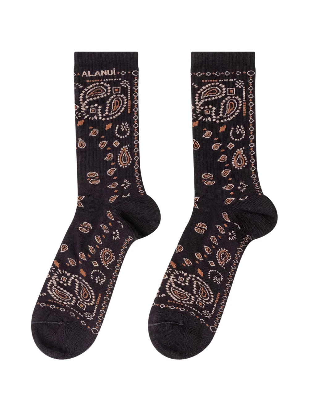 Alanui Intarsia gebreide sokken met bandana-patroon Zwart