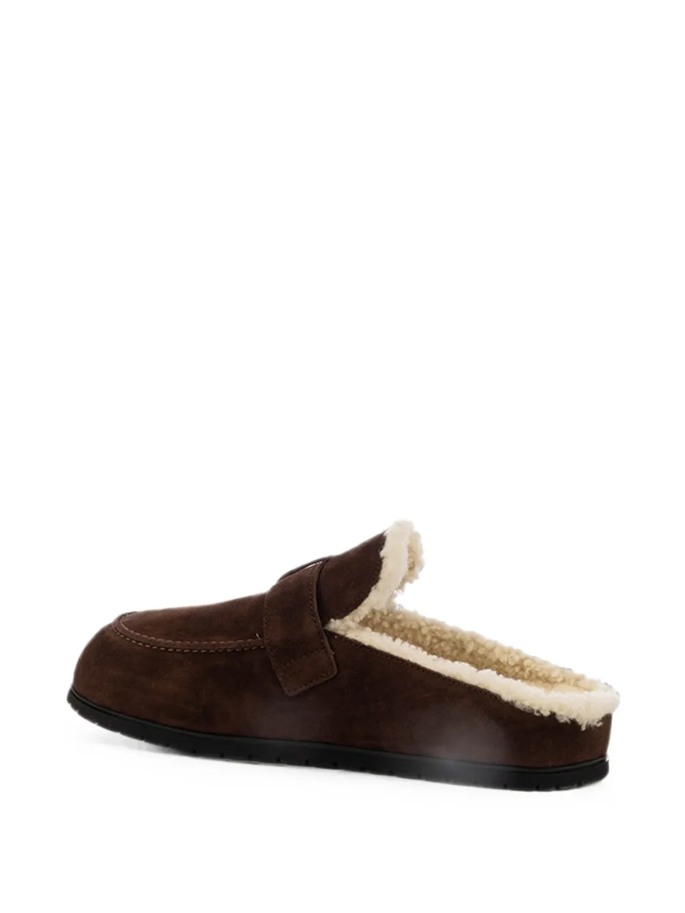 Prada buckle-fastening shearling-lined slippers Bruin