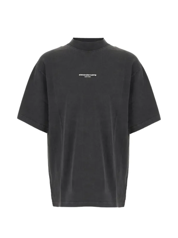 Alexander Wang Logo Print Short Sleeve T-shirt in Black