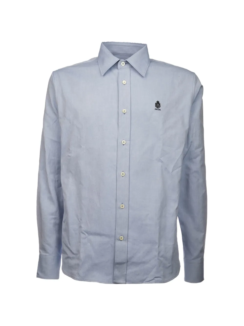 Prada logo-embroidered button-down shirt - Blu