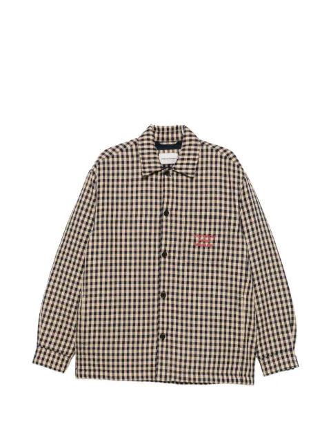Drôle De Monsieur gingham-check slogan-print cotton overshirt