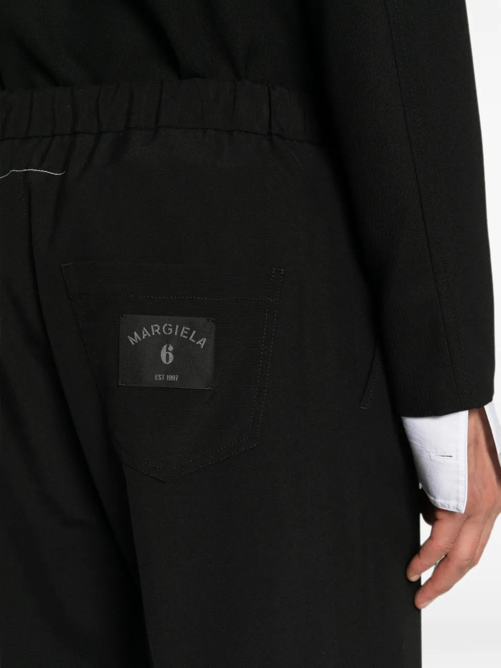 MM6 Maison Margiela Broek met trekkoordtaille en logopatch Zwart