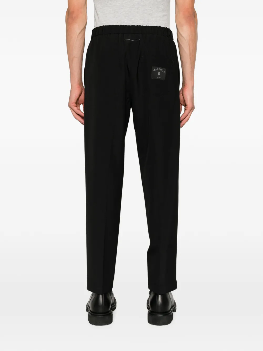 MM6 Maison Margiela Broek met trekkoordtaille en logopatch Zwart