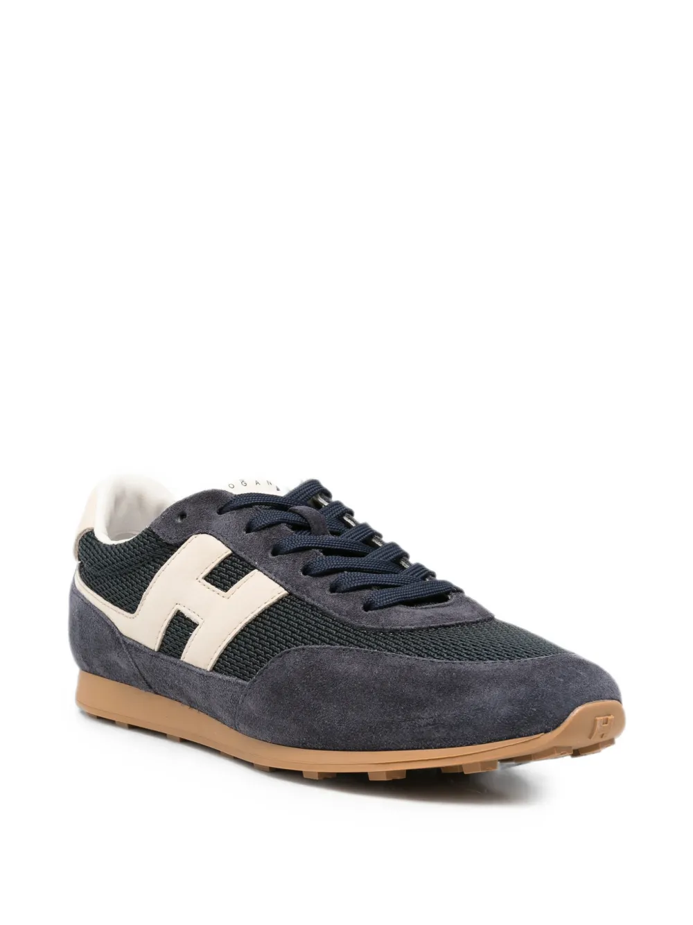 Hogan logo-patch panelled sneakers Blauw