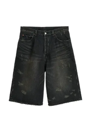 Sacai Belted barrel-leg Shorts | Black | FARFETCH