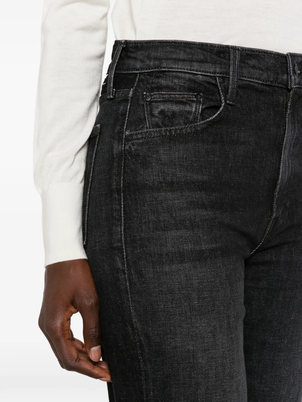 MOTHER Lil Rambler Zip Sneak jeans Zwart