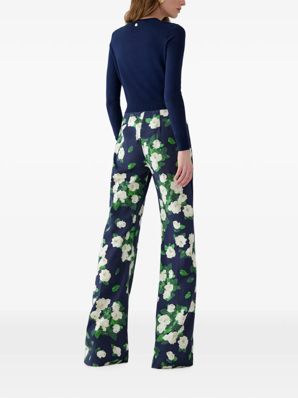 Carolina Herrera Floral-embroidered Sequin-embellished Cardigan in Blue, view 3