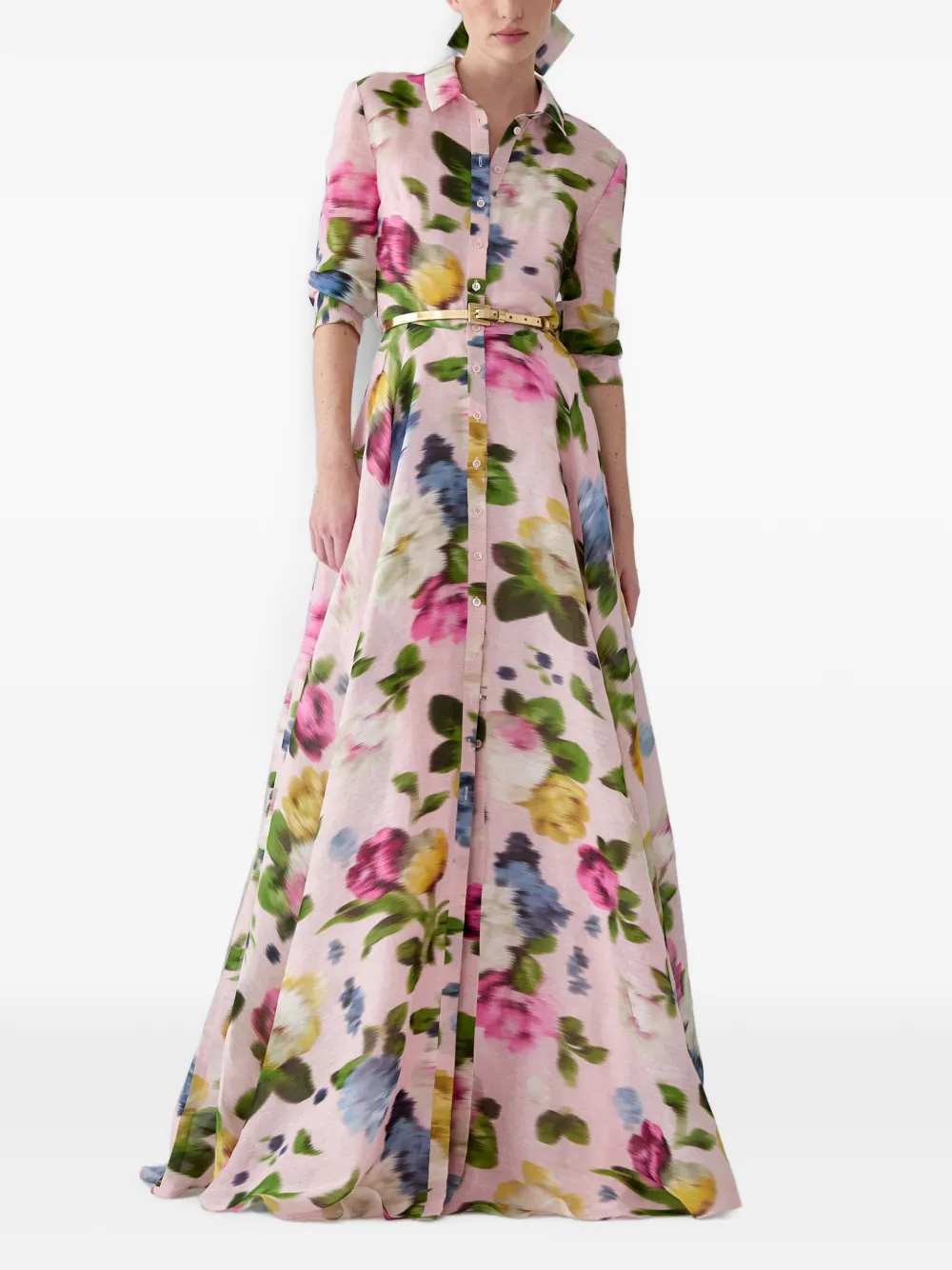 Carolina Herrera Maxi-jurk met bloemenprint Roze