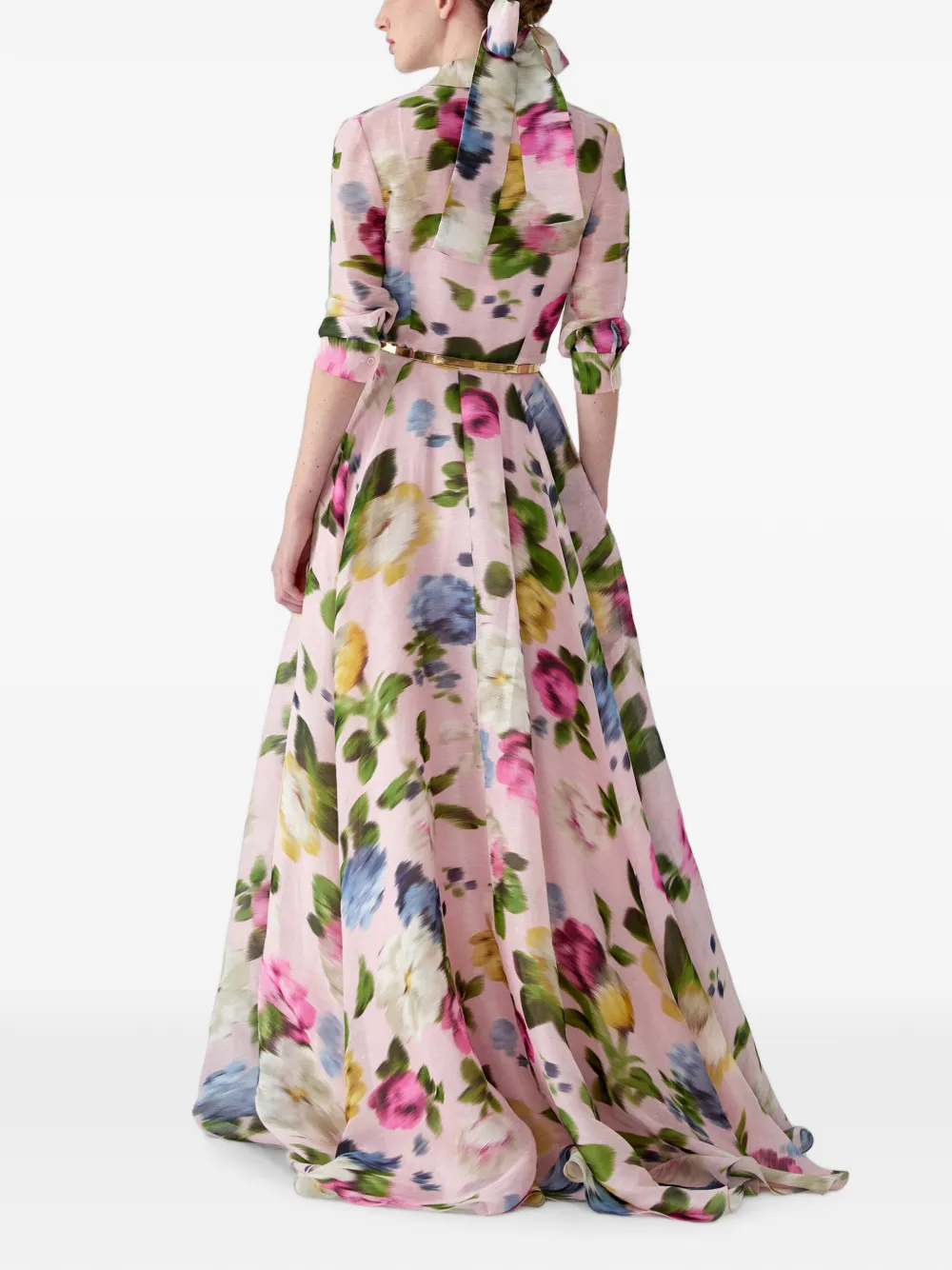 Carolina Herrera Maxi-jurk met bloemenprint Roze