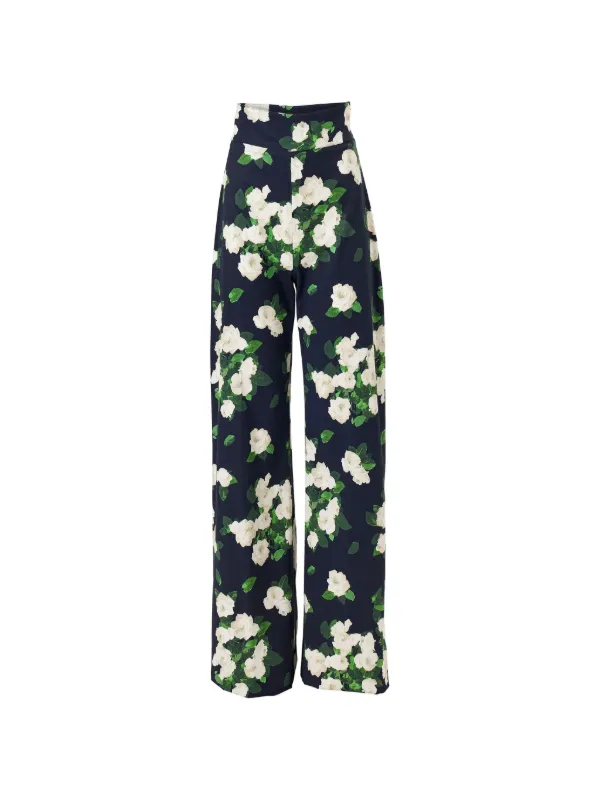 Carolina Herrera Rose-print Trousers in Blue