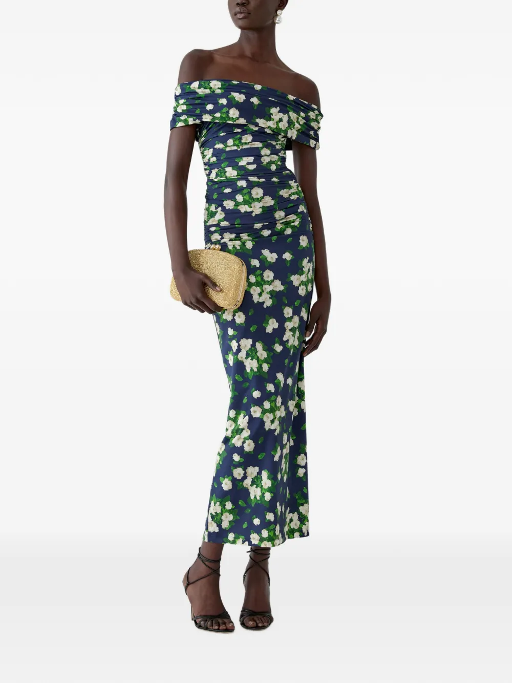 Carolina Herrera Maxi-jurk met bloemenprint Blauw