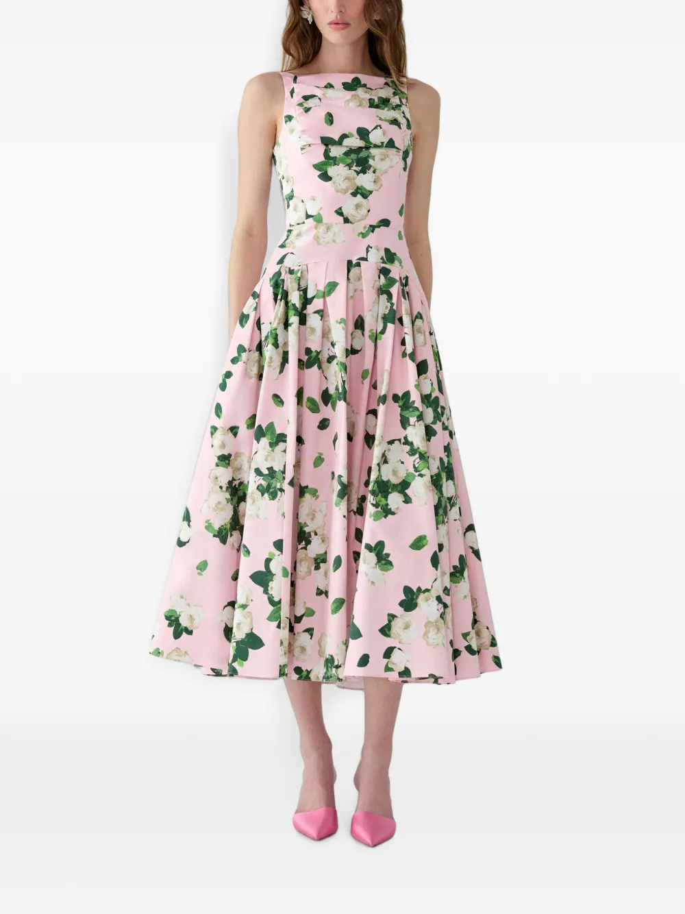 Carolina Herrera Midi-jurk met bloemenprint Roze