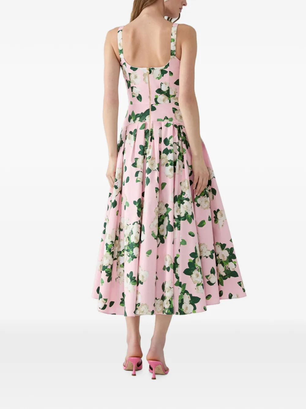 Carolina Herrera Midi-jurk met bloemenprint Roze