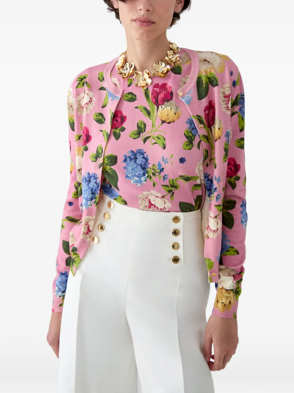 Carolina Herrera Gilet met bloemenprint Roze