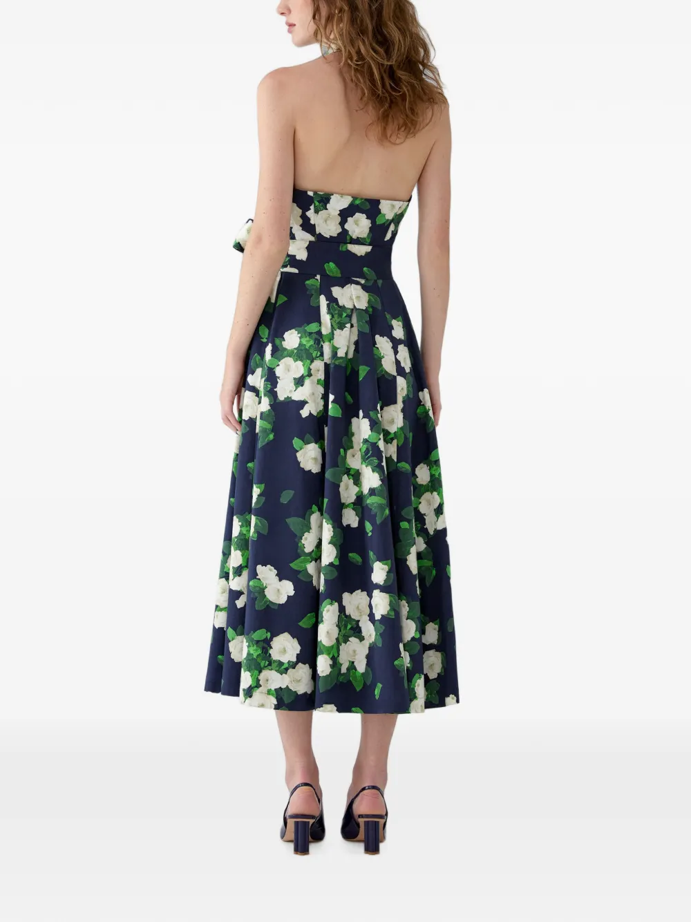 Carolina Herrera Maxi-jurk met roosprint Blauw