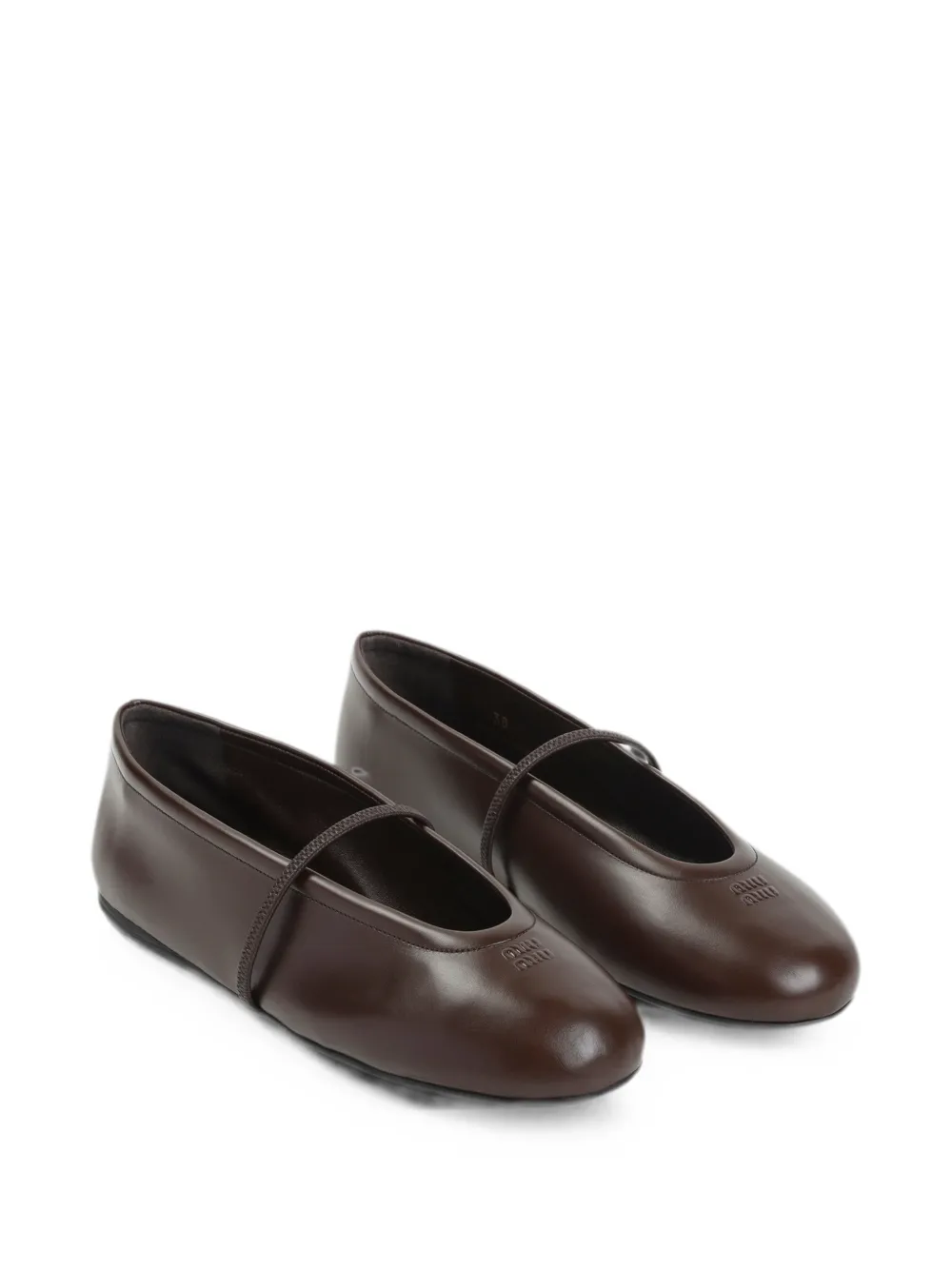 Miu logo-embossed leather ballet flats Bruin