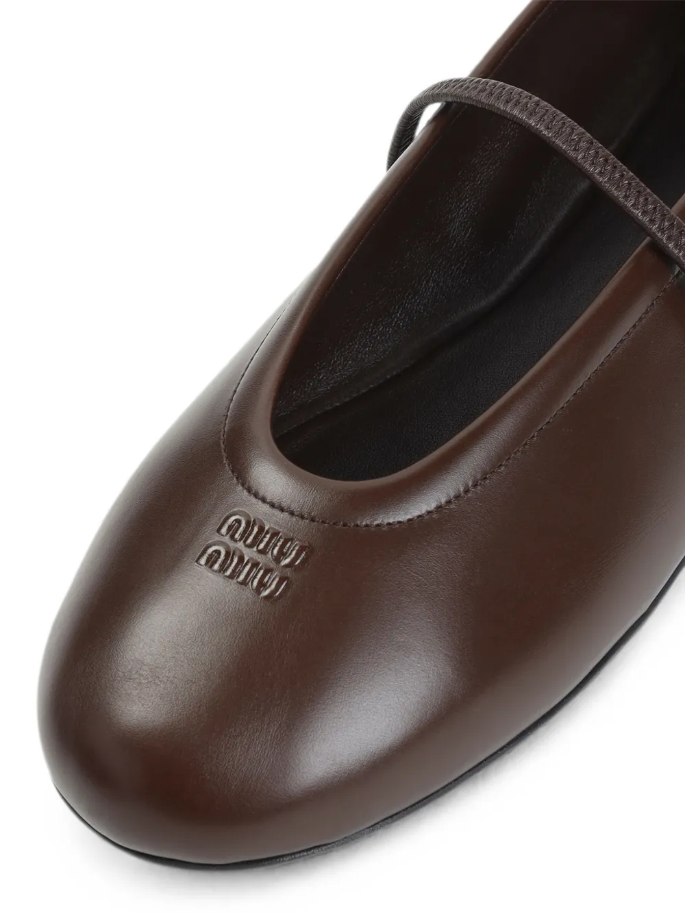 Miu logo-embossed leather ballet flats Bruin