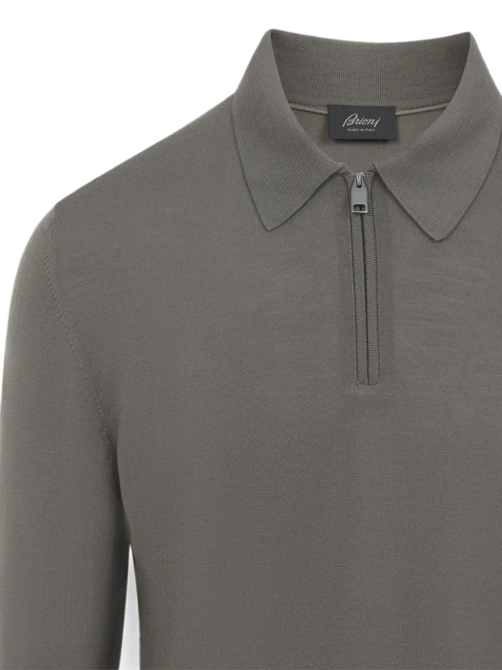 Brioni Wollen poloshirt met kwartrits Grijs