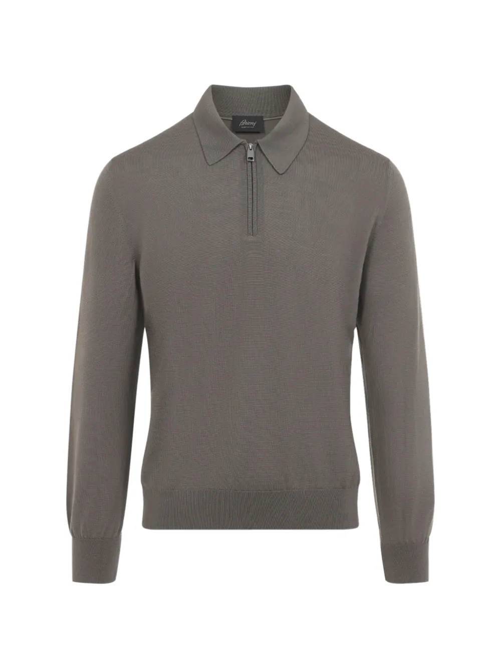 Brioni quarter-zip wool polo shirt - Grigio