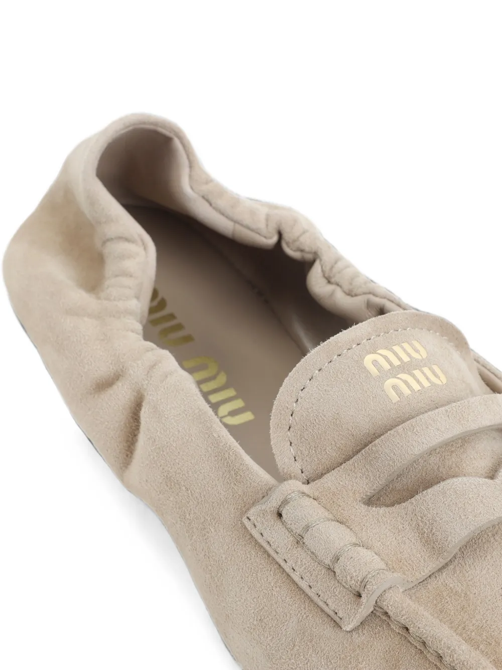 Miu suede elasticated loafers Beige