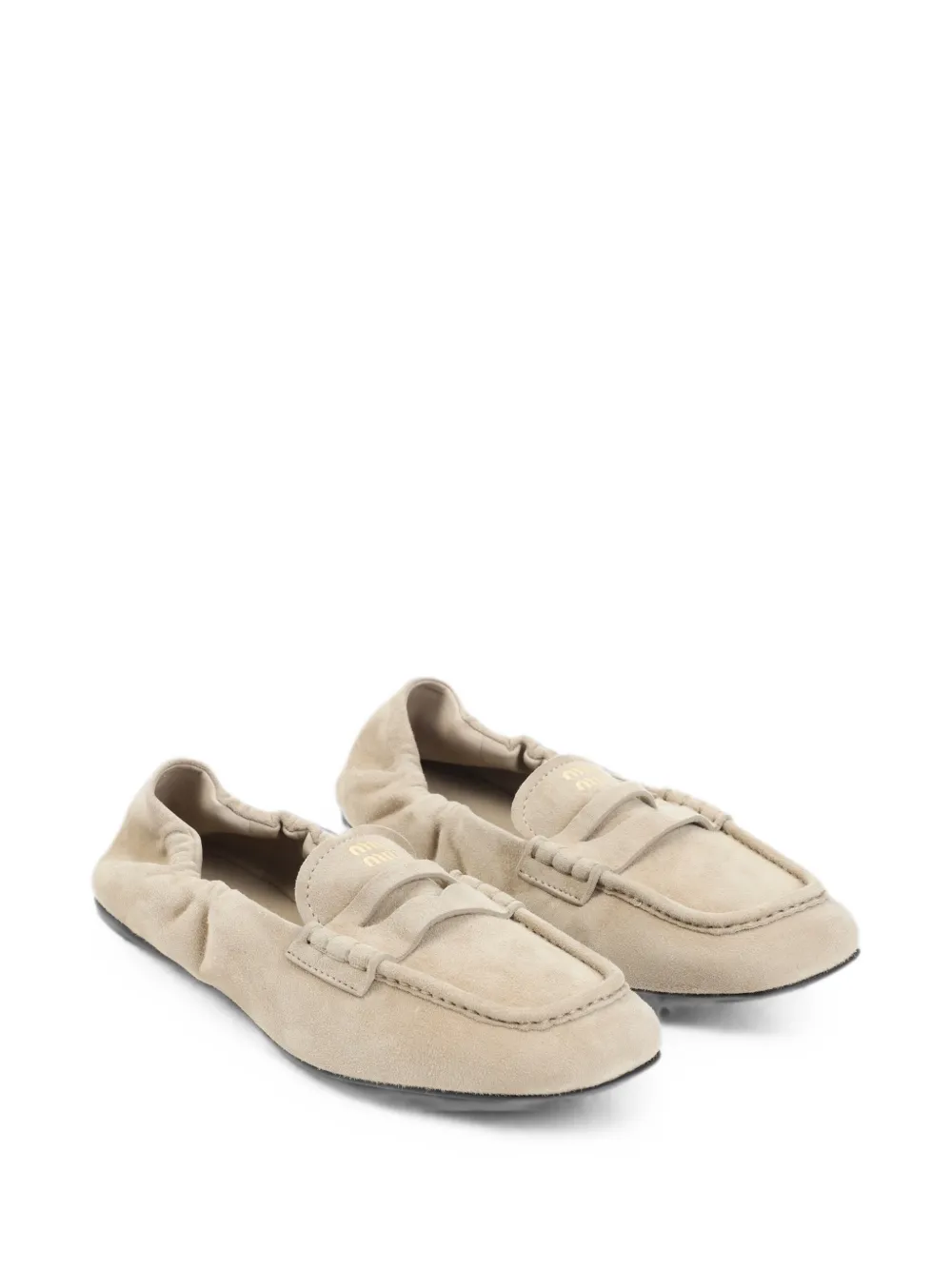 Miu suede elasticated loafers Beige