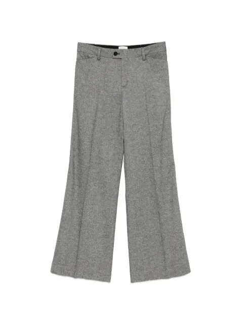 Closed marl-pattern pressed-crease trousers
