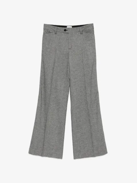 Closed marl-pattern pressed-crease trousers
