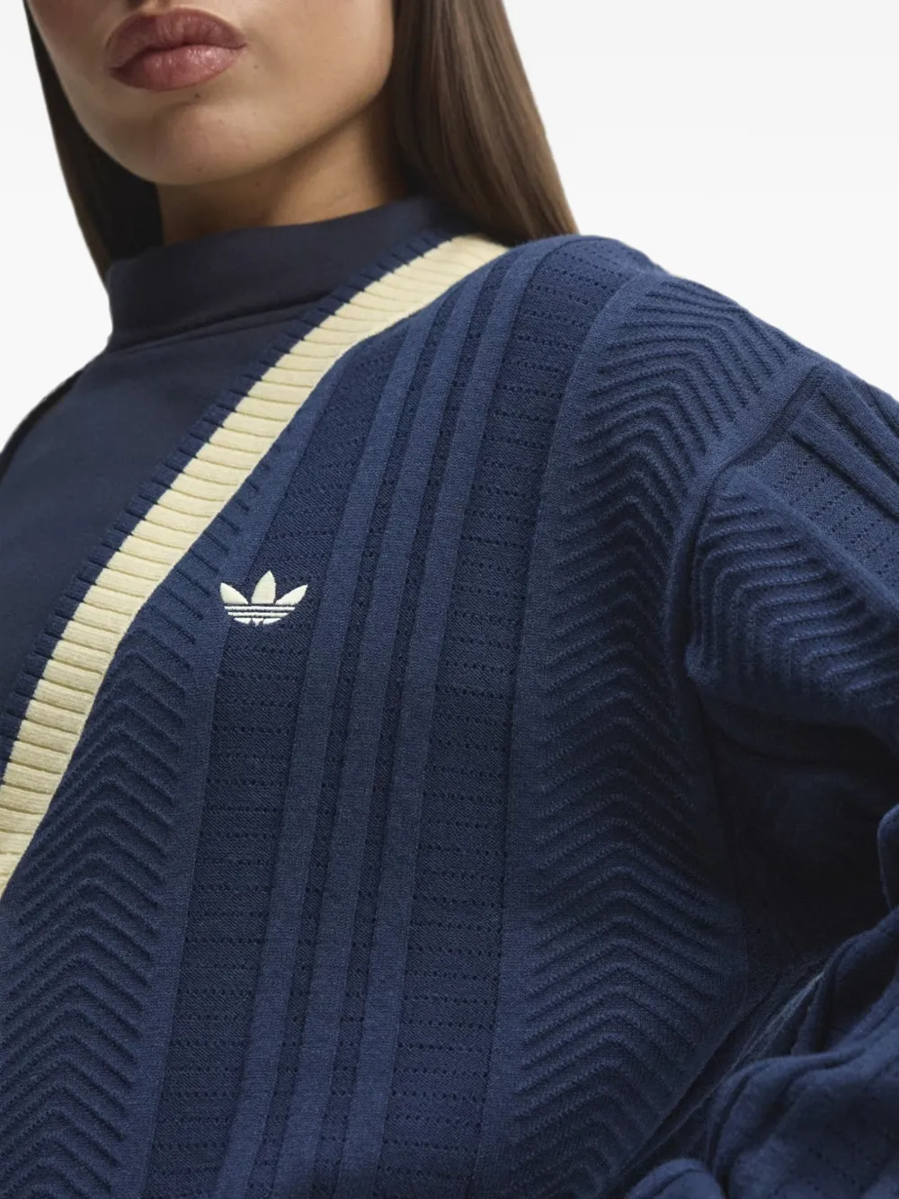 adidas logo-embroidered cardigan Blauw