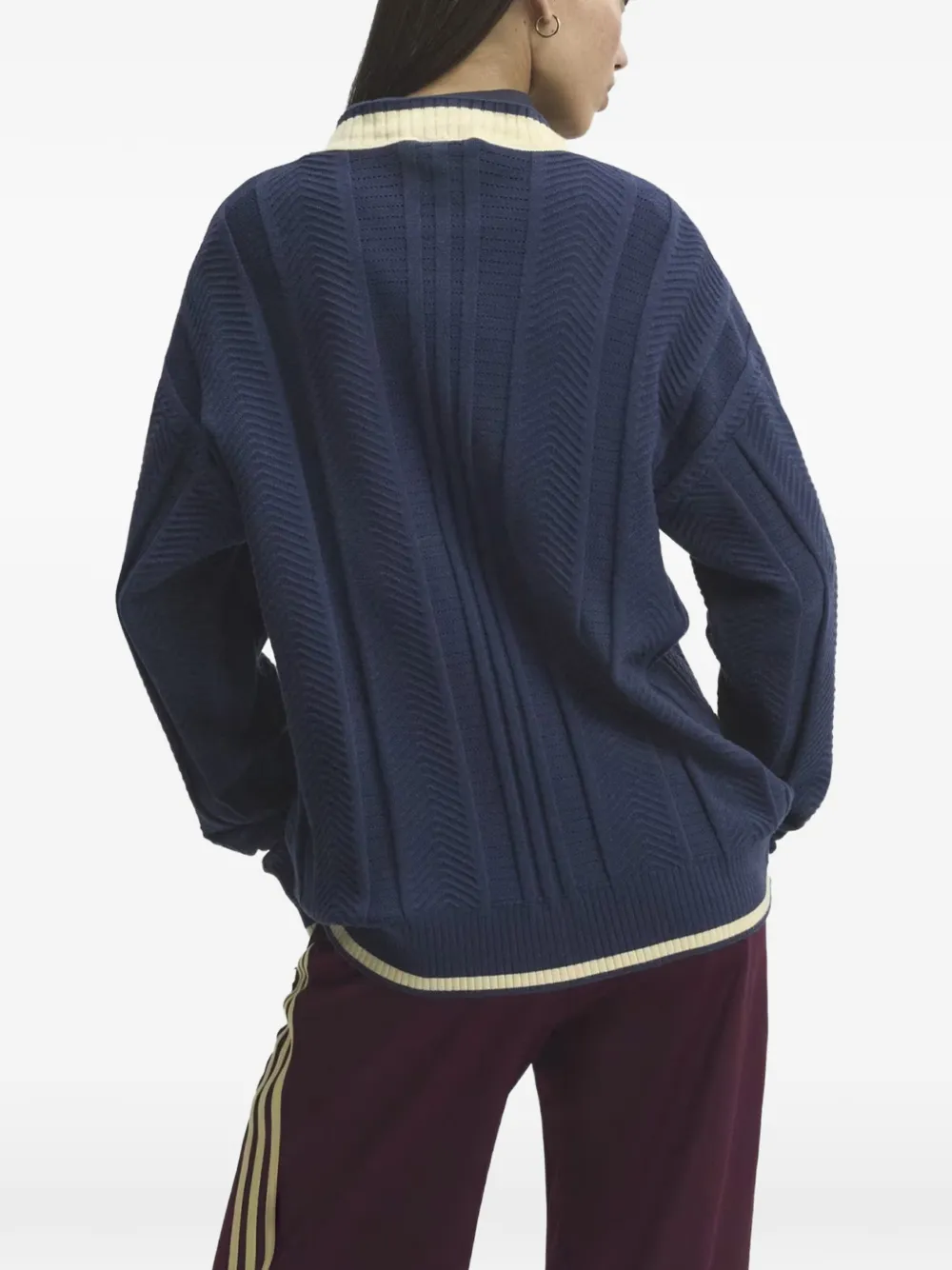 adidas logo-embroidered cardigan Blauw