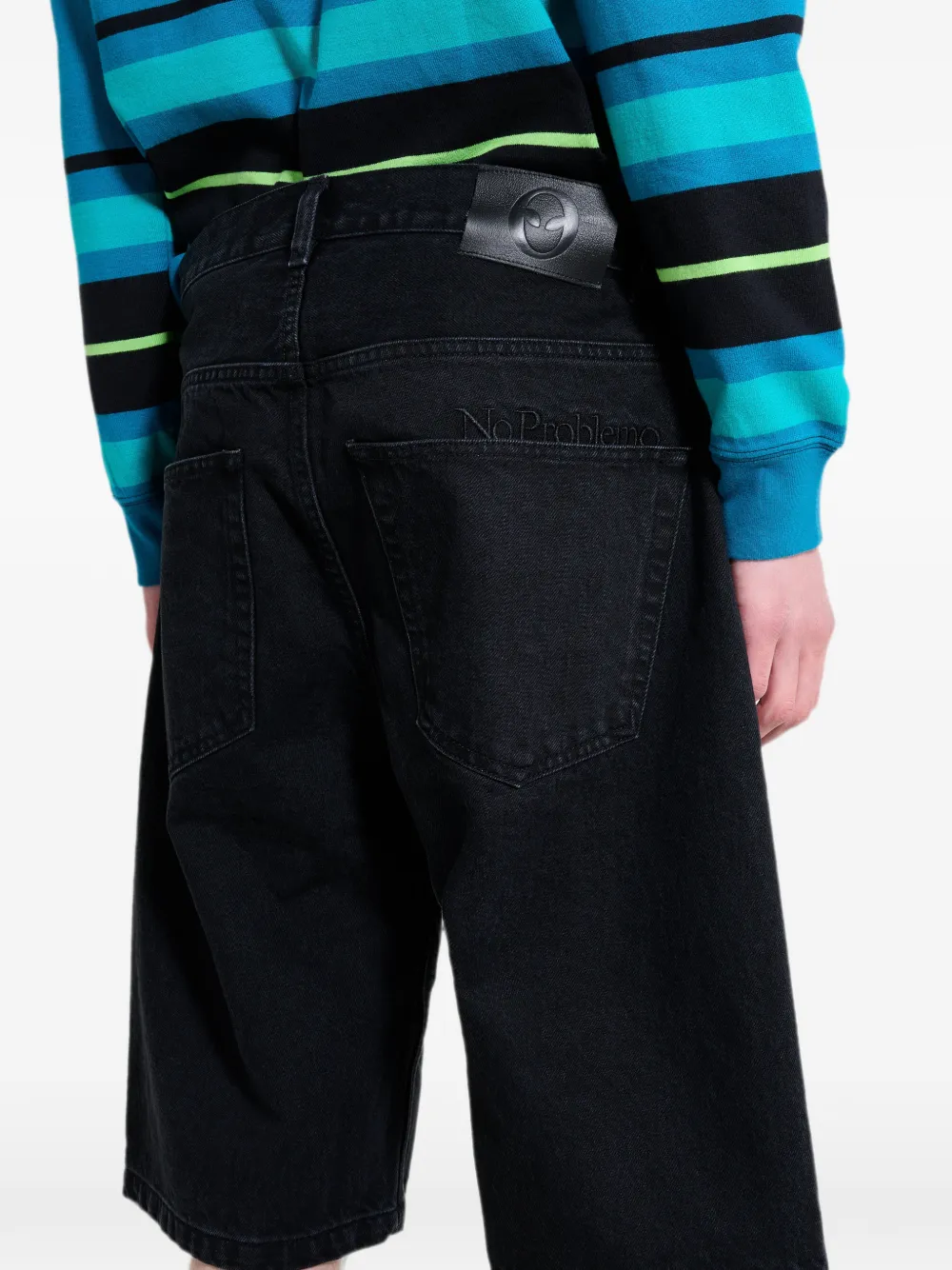 NO PROBLEMO Shorts met geborduurd logo Zwart