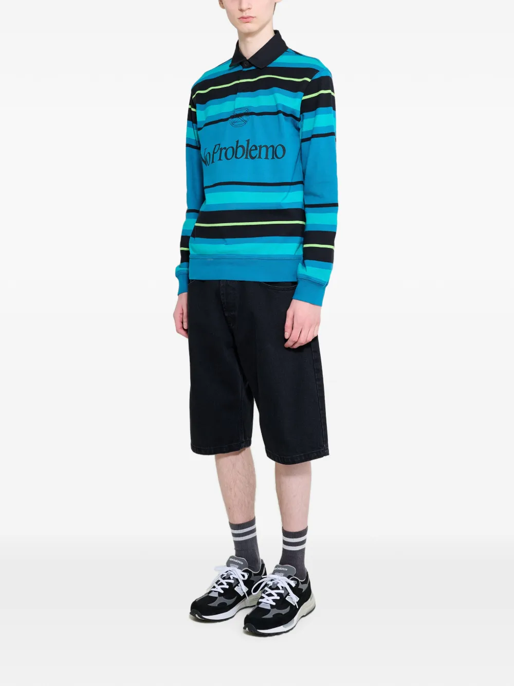 NO PROBLEMO Shorts met geborduurd logo Zwart