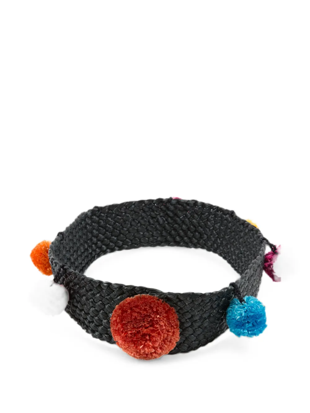 Saint Laurent Pre-Owned 1980s pompom raffia belt - Nero
