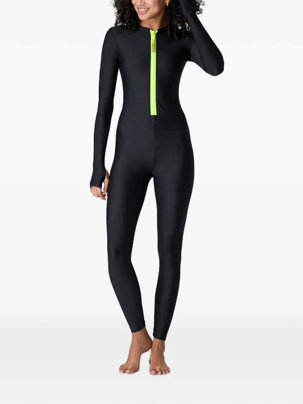 WATSKIN Lois zip-fastening long-sleeve swim jumpsuit - Nero
