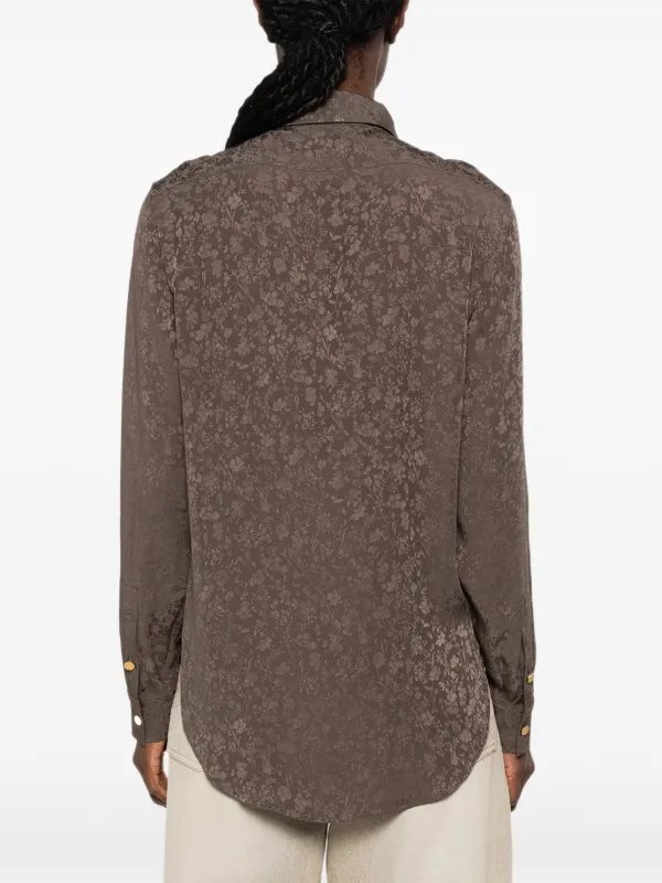 Alberta Ferretti フローラル ボウタイシャツ | グレー | FARFETCH JP
