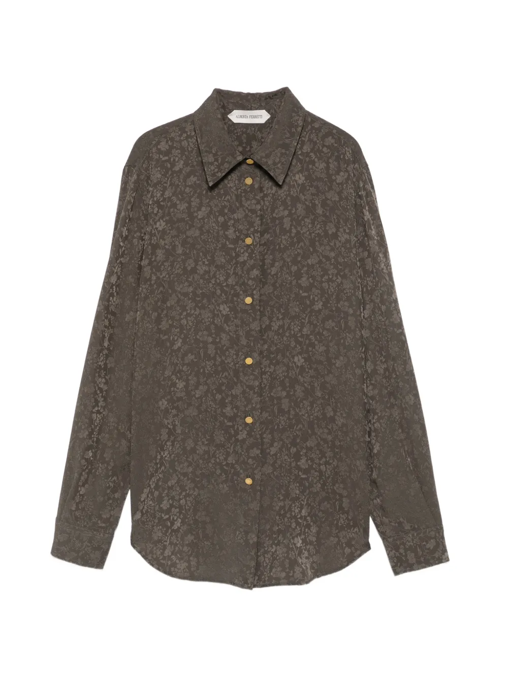 Alberta Ferretti floral-jacquard pussy-bow shirt - Grey