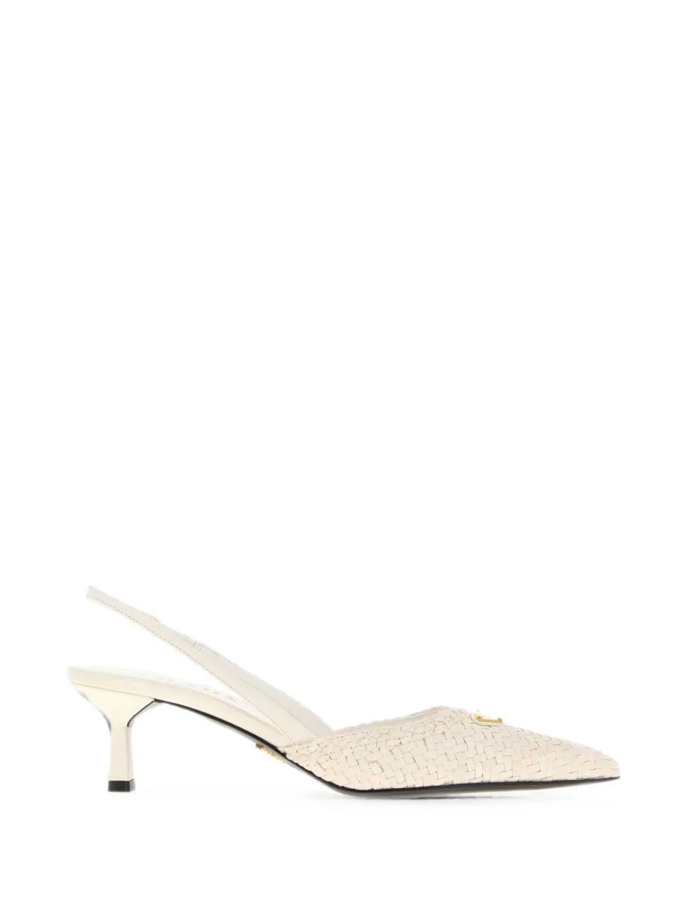 Prada woven-design slingback pumps Beige