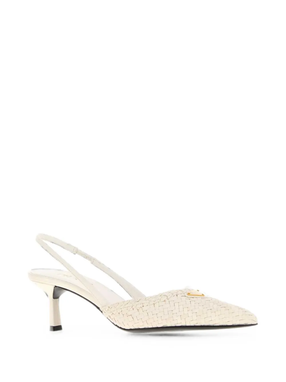 Prada woven-design slingback pumps Beige