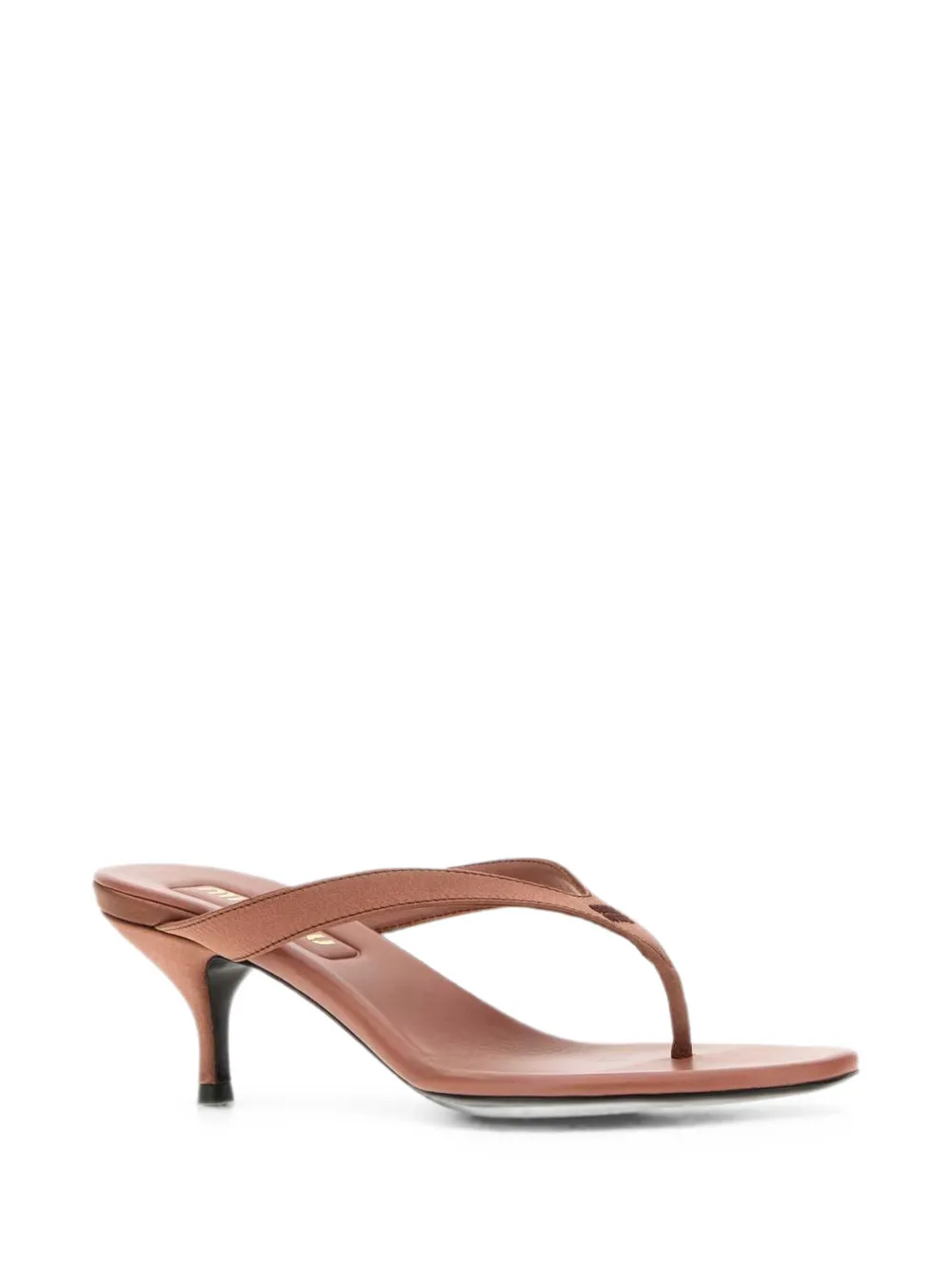 Miu Antiqued thong-detail heeled sandals Roze