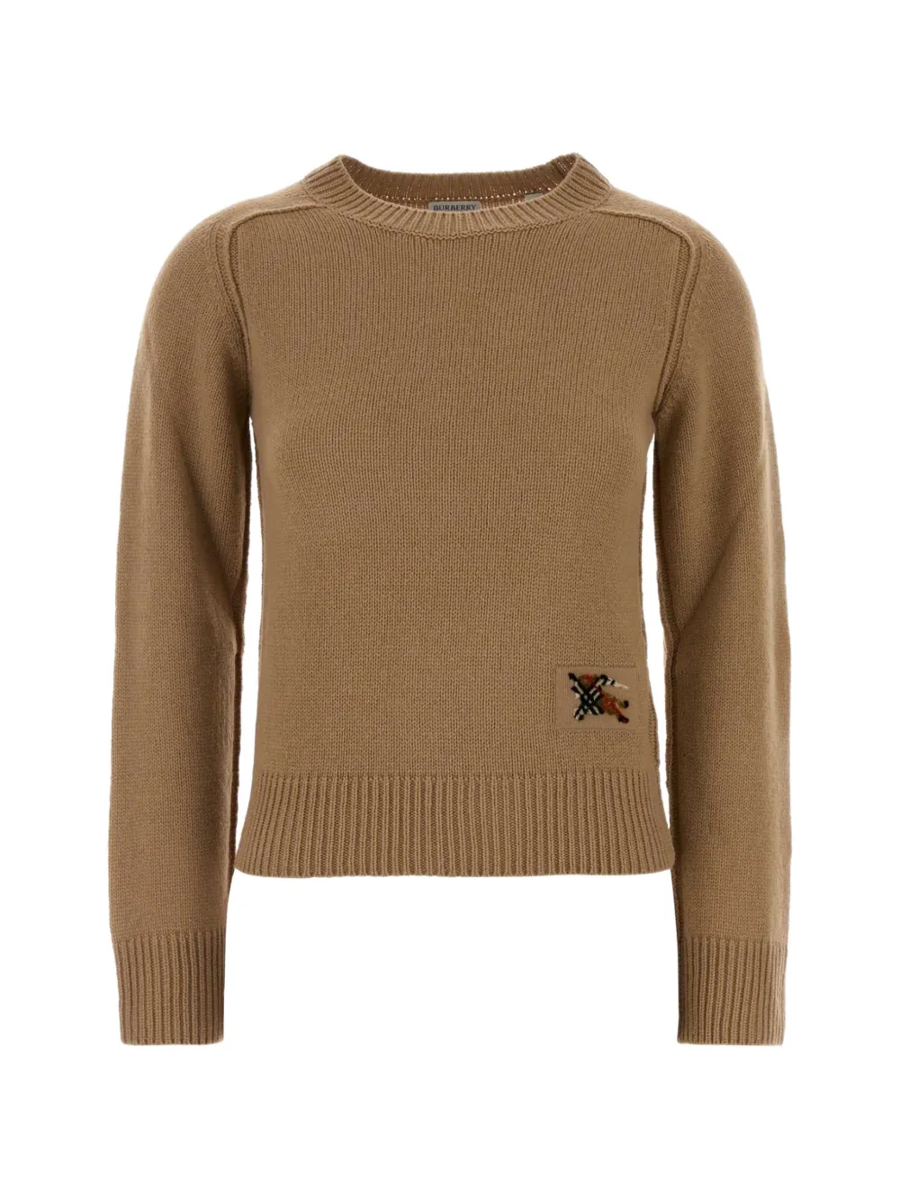 Burberry logo-patch ribbed-trim sweater - Braun