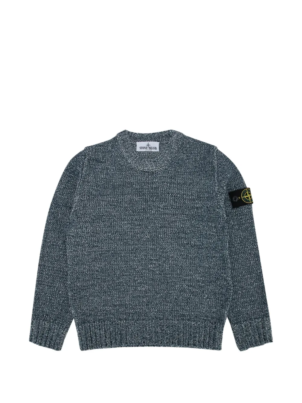 Stone Island Junior logo-patch crew-neck sweater - Blu