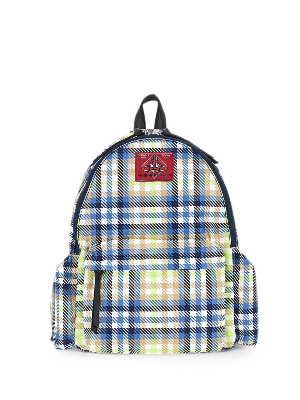 Vivienne Westwood tartan-print logo-patch backpack - Blau