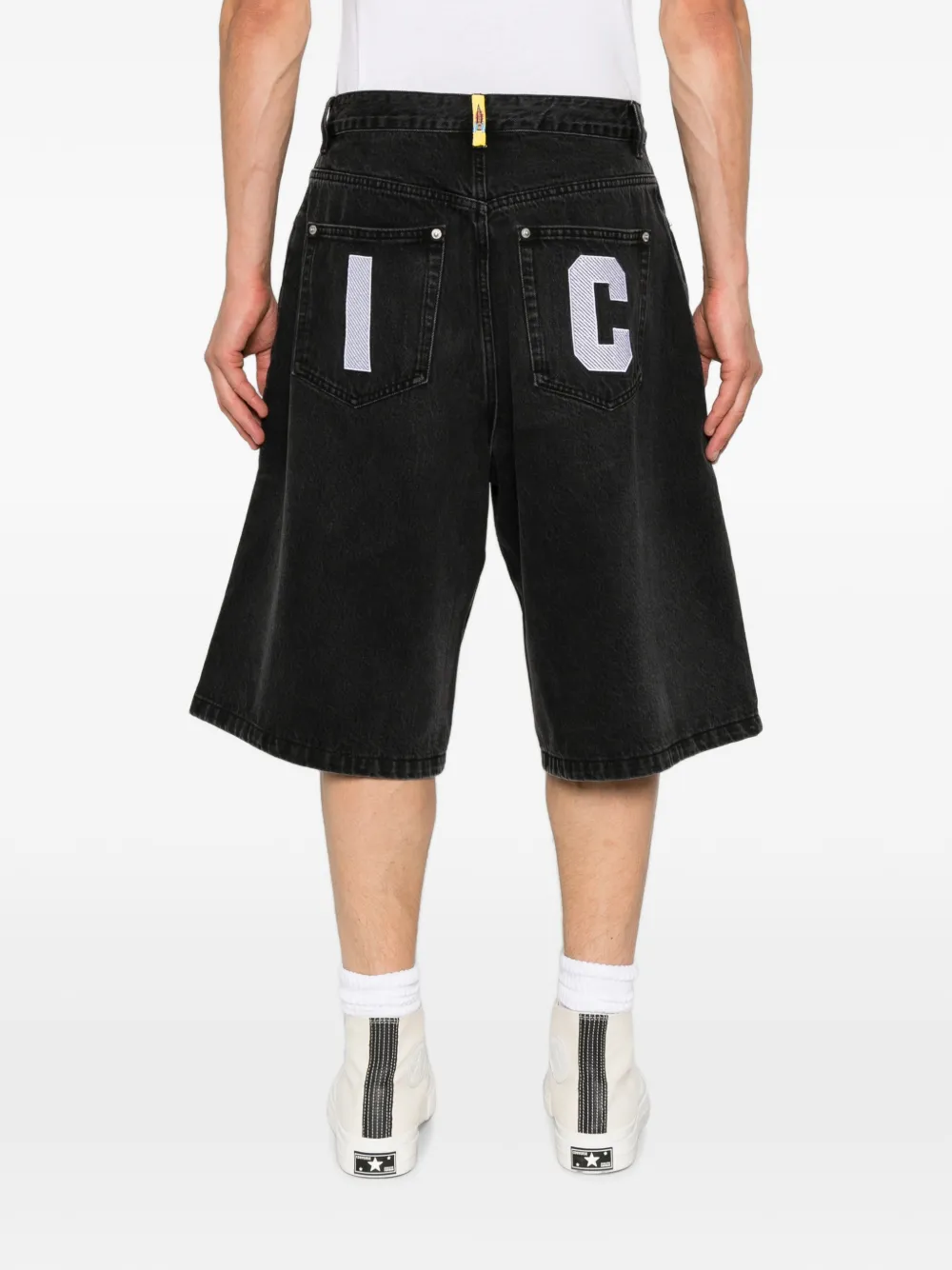 ICECREAM Denim shorts met print Zwart
