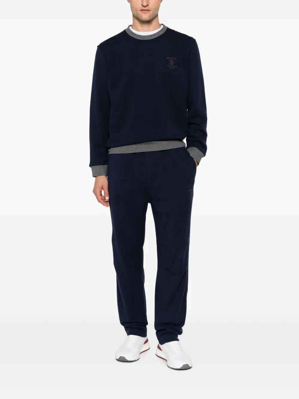 Brunello Cucinelli Trainingsbroek met geborduurd logo Blauw