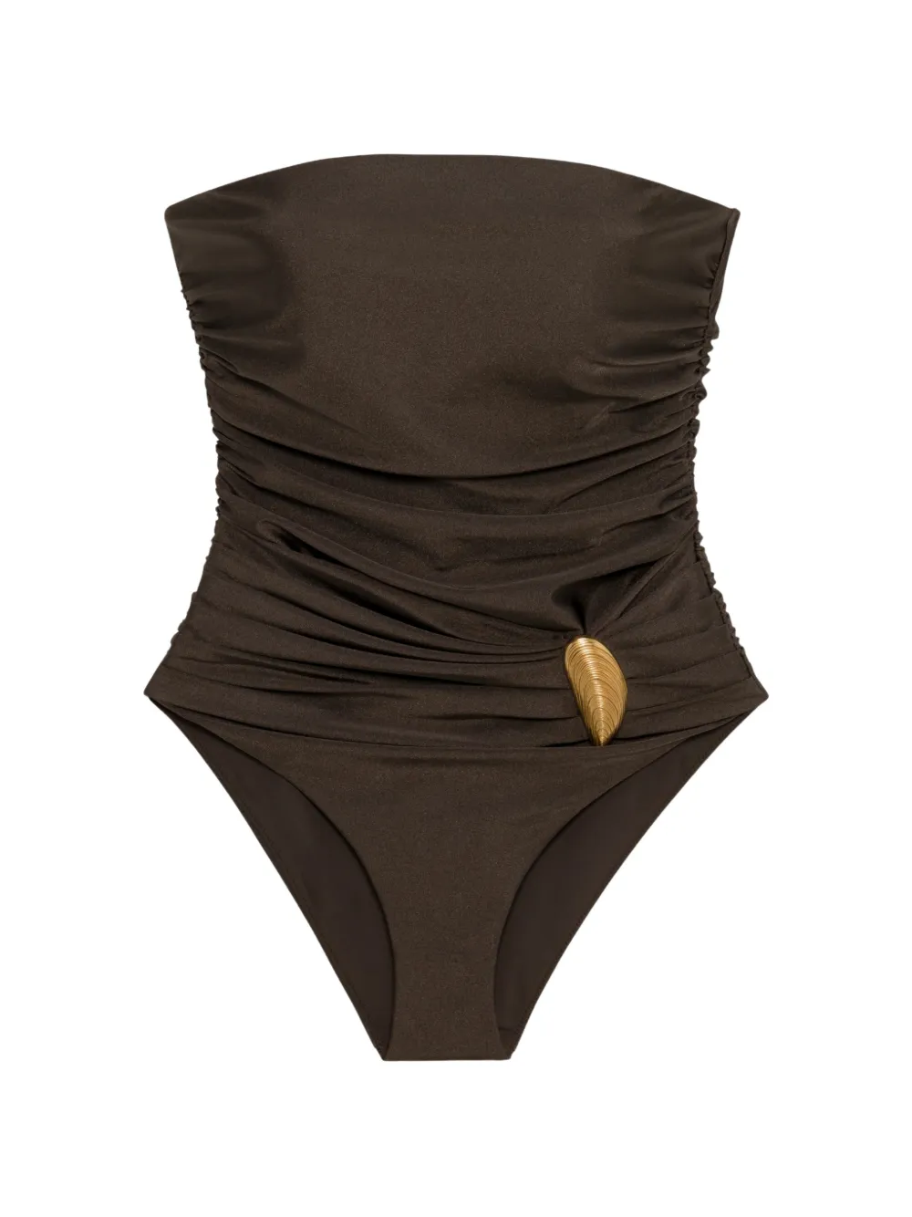 Simkhai Lorena shell-embellished strapless swimsuit - Marrone